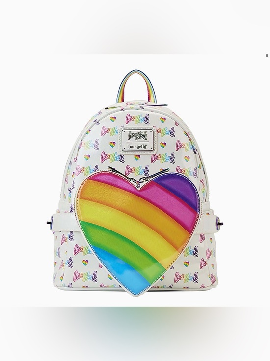 Loungefly Handbags - Loungefly x Lisa Frank Logo Heart Mini Backpack w/ Detachable Heart Waist Bag